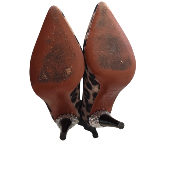 Lanvin x H&M Leopard Print Rhinestone Ribbon Wrap Heels - Size 5 / EUR 36 - Picture 7 of 8